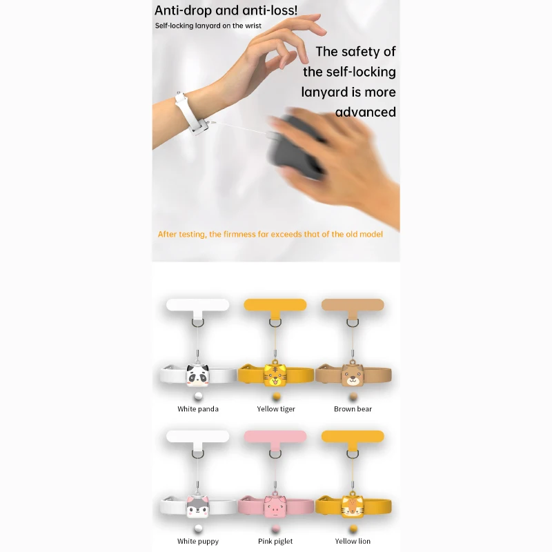 Nuevo cordón de pulsera de silicona ajustable con bloqueo automático de dibujos animados para iPhone Samsung Xiaomi Google Moto Huawei Honor todos los teléfonos - imagen 5