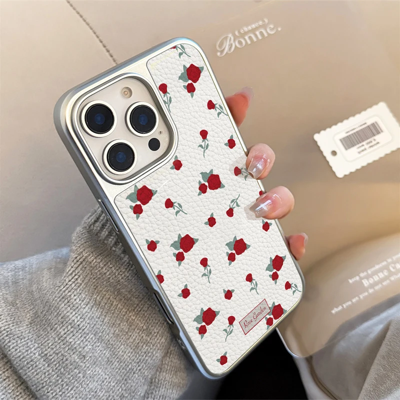 Una pantalla llena de rosas funda de teléfono para iPhone11/12/13/14/15/16/17 Pro Max AIR PLUS funda de teléfono epoxi textura de cuero TPU - imagen 3