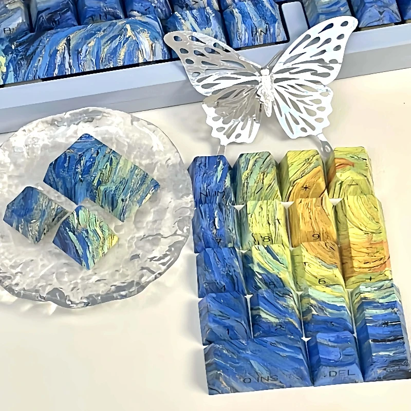 Teclas con tema de cielo estrellado, teclas originales de 130 teclas con perfil de cereza, teclas transparentes de ensueño para teclado mecánico, tapa de tecla personalizada - imagen 4