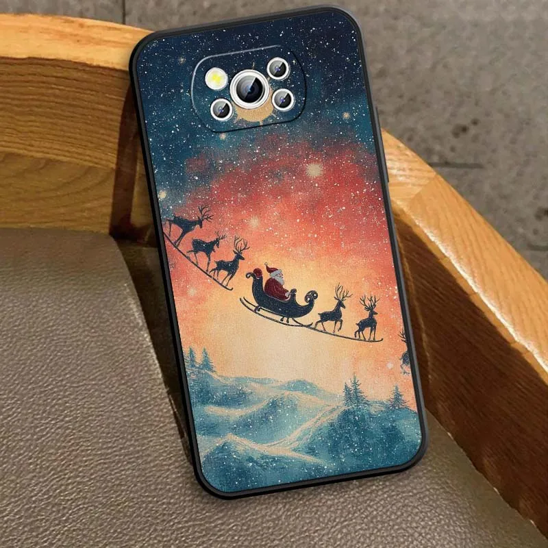 Popular ciervo regalo de Navidad para Xiaomi Mi Poco F3 F4 F5 F6 X3 X4 X5 X6 X7 M3 M4 M5s M5 M6 GT Pro 5G funda negra para teléfono - imagen 4