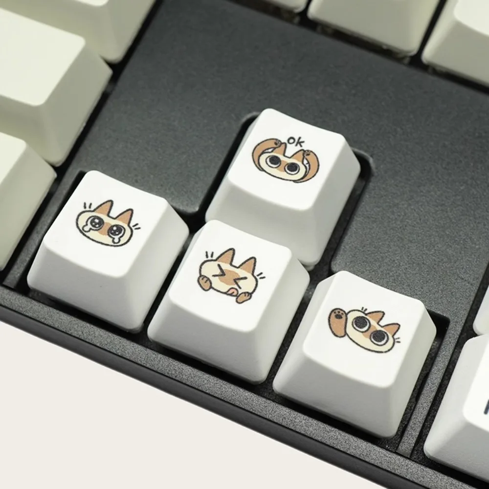 Teclas de gato de dibujos animados OEM R4, teclas PBT sublimadas con tinte de altura para teclado mecánico, regalo para niñas, decoración de personalidad - imagen 4