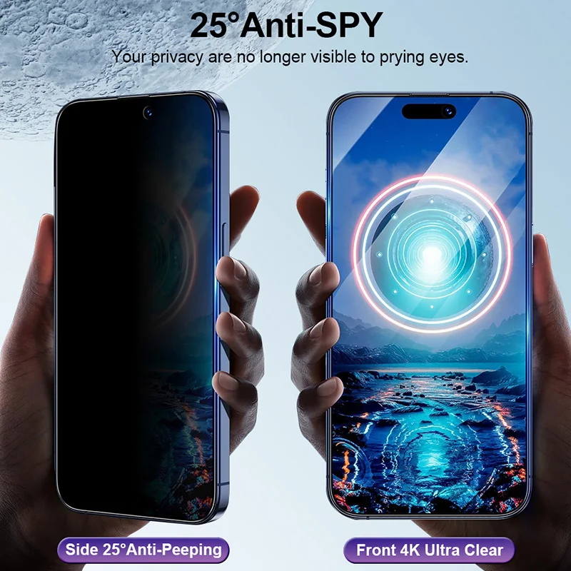 Película templada Antiespía Yangpaly Fácil instalación Protector de pantalla de privacidad para iPhone 16 15 14 Plus 13 12 11 Pro Max X XS XR - imagen 5