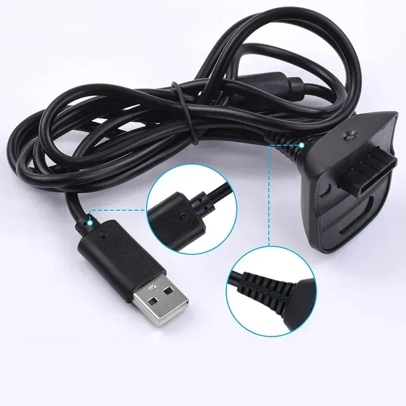 Cable de carga para mando de mando, Cable de carga USB para mando de juego inalámbrico Xbox 360 con luces indicadoras - imagen 4