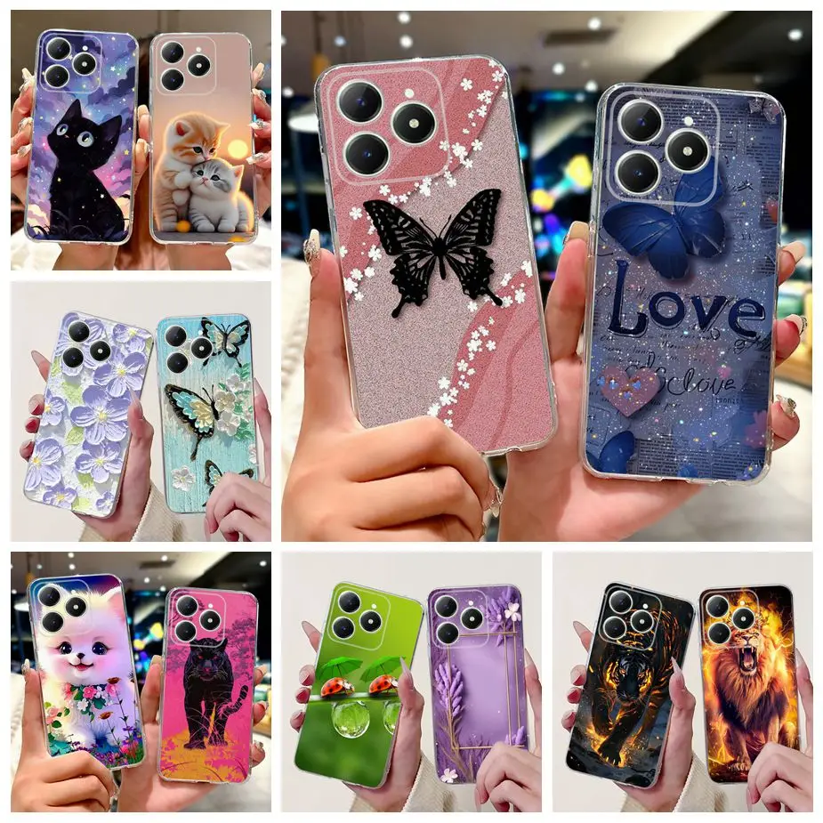 Para Realme Note 60 60X funda de lujo pintada con mariposa funda de teléfono suave y delgada para Realme Note 60X Note60 Note60X Fundas parachoques