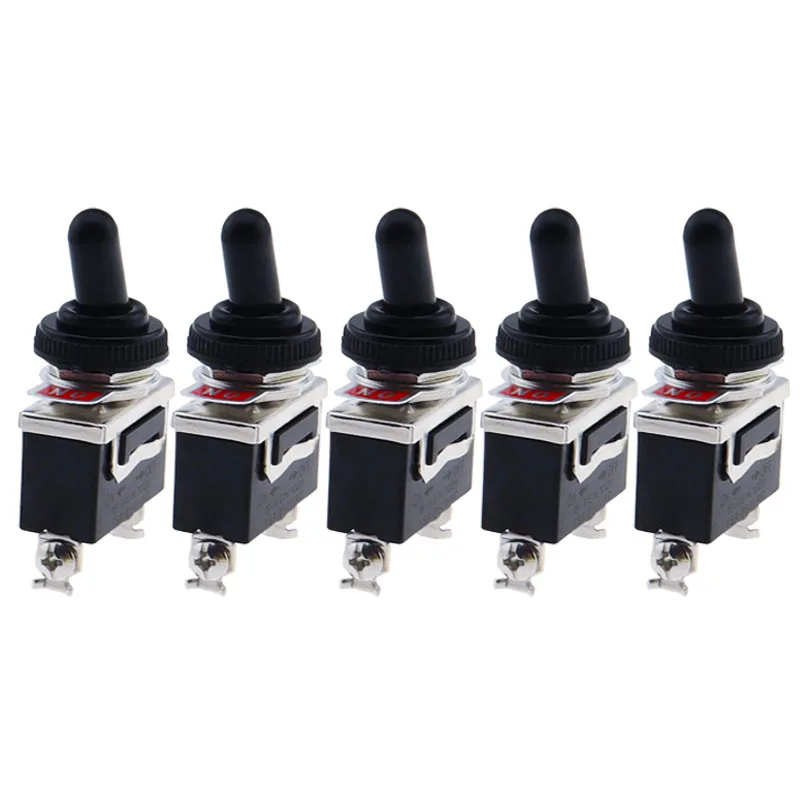 Interruptor basculante SPST de 5 piezas de potencia, 2 pines, pesado, 15A, 250V, encendido/apagado, con tapa de arranque impermeable, E-TEN1021 - imagen 4