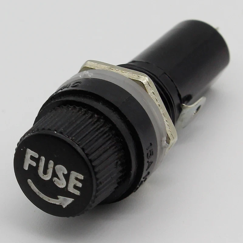 Portafusibles de 6x30mm, 5 uds., tubo de seguro negro, portafusibles de 10A 250V AC 15A 125V AC para Panel de seguro de 6*30MM