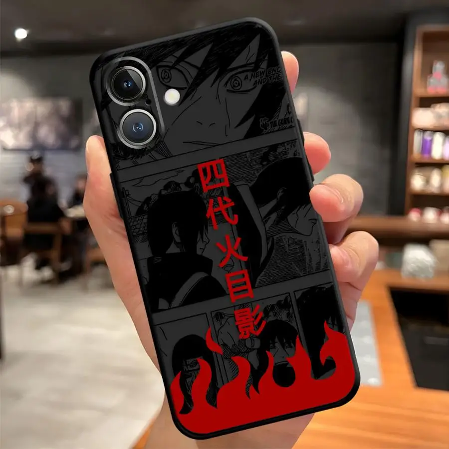 Funda de teléfono suave negra para iPhone XS Max 7 8 17Air 13 12 11 17 Pro Max XR 15 16 14 Plus logotipo de Akatsuki de dibujos animados - imagen 3
