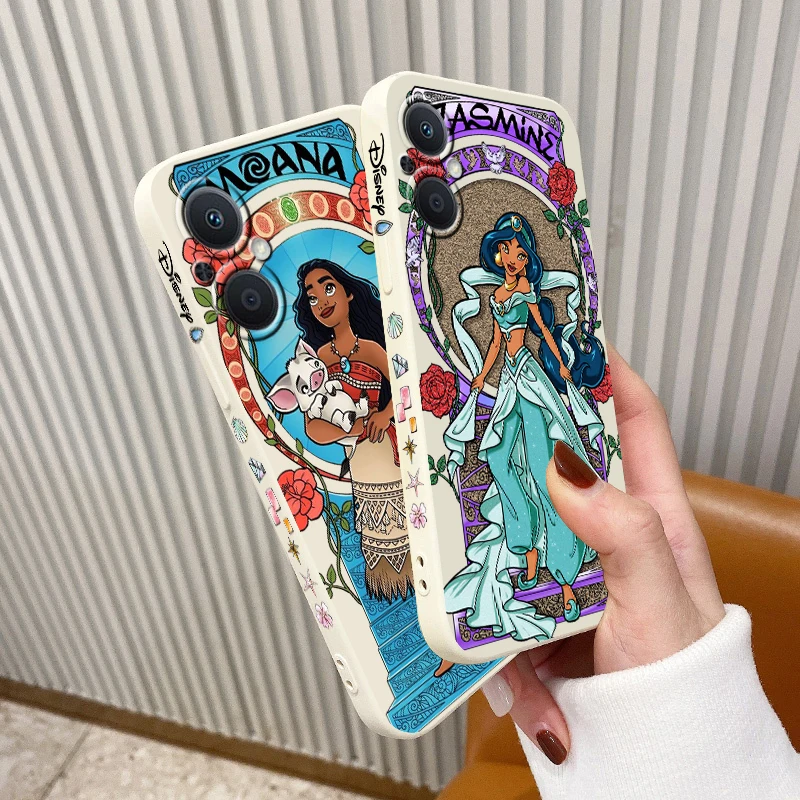 Disney princesa Cool para OPPO Find X5 X3 X2 Lite Pro Neo A5 A53 A94 4G 5G líquido cuerda izquierda funda de teléfono suave - imagen 3