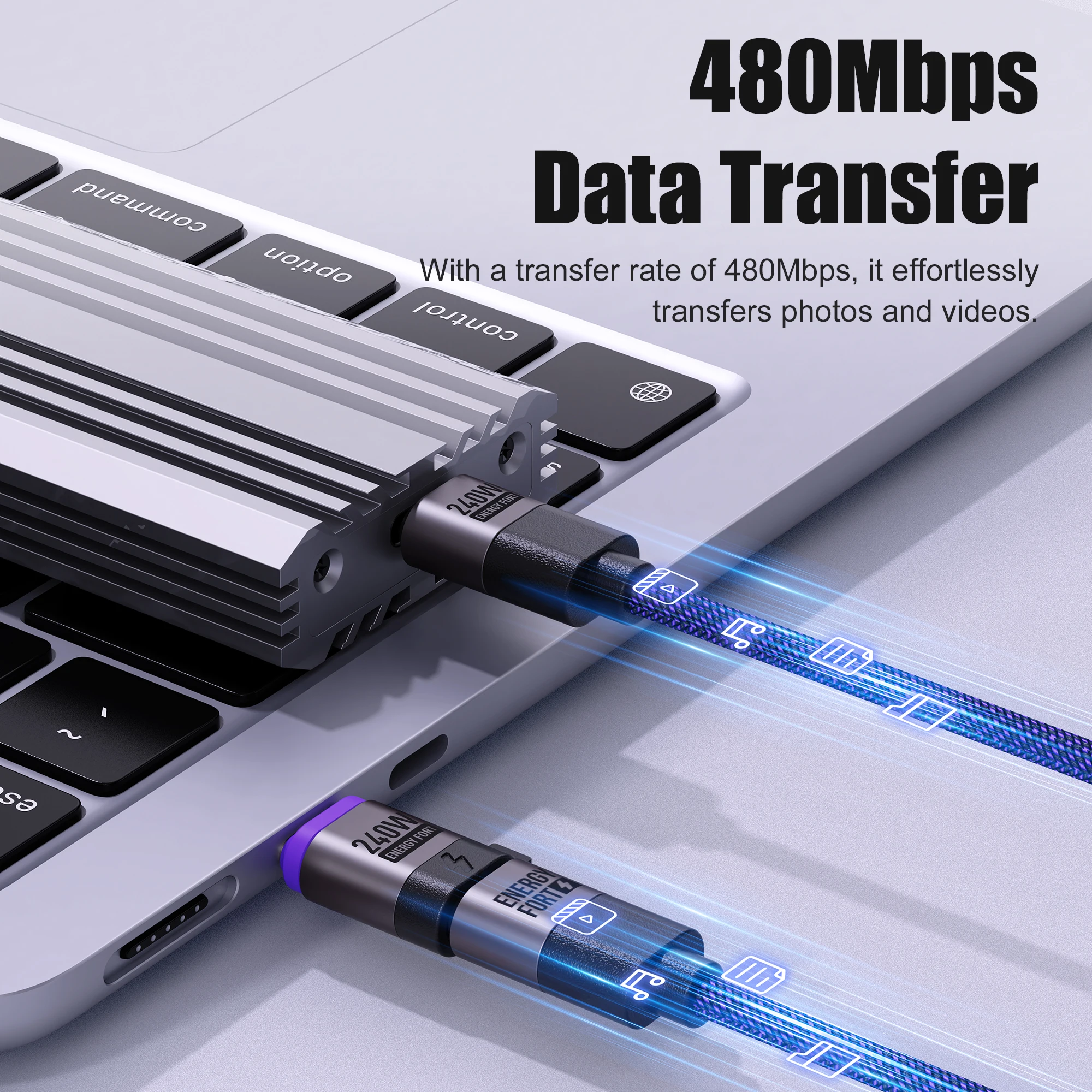 Adaptador USB C magnético de carga rápida PD 240W extensor 480Mbps adaptador tipo C de transferencia de datos para dispositivos Samsung Iphone 15 tipo C - imagen 5