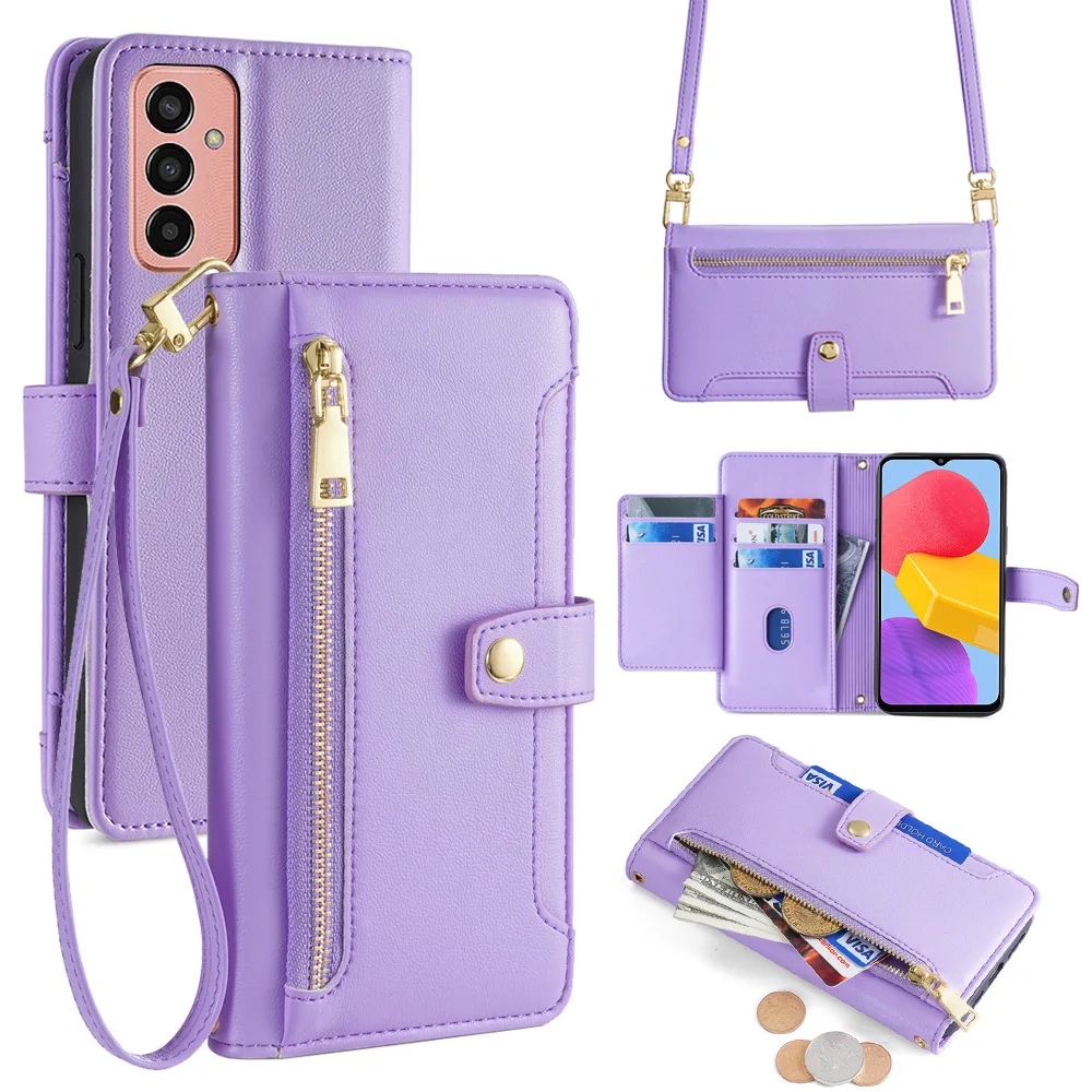 Funda de teléfono para Samsung Galaxy S23, S22, S21 Ultra, S21, S20 FE, S9 PLus, S8, S7 edge, funda cruzada con cordón largo