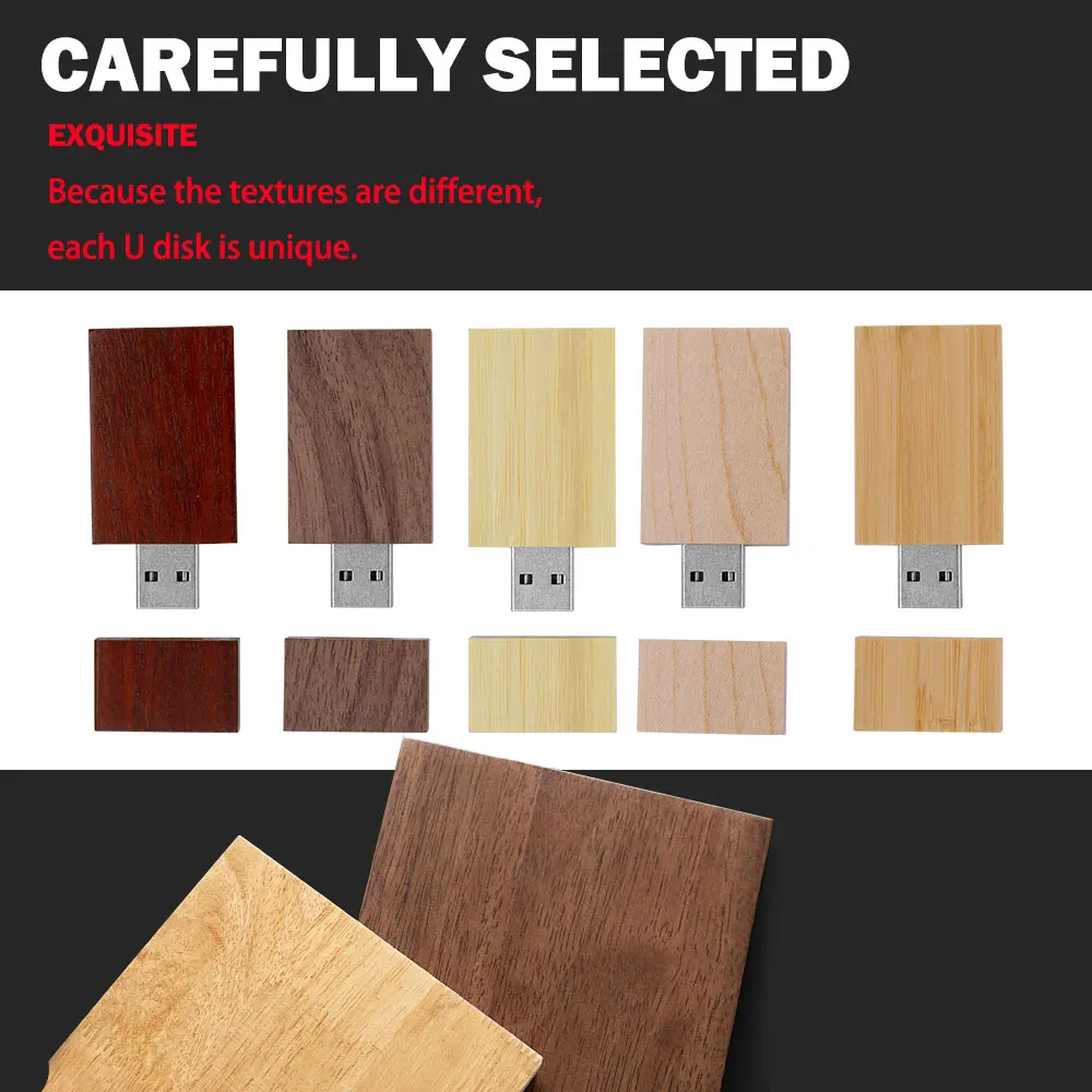 Unidad Flash USB 3,0 de alta velocidad, memoria de madera Natural, 64GB, 32GB, Redwood, 16GB, 8GB, fotografía de boda, regalo creativo - imagen 3
