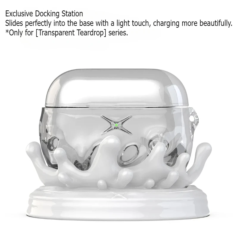 Funda Original para Airpods Pro1/Pro2, serie gota de agua, carcasa dura transparente de resina, funda personalizada para Airpods, Base de carga contra salpicaduras de agua - imagen 3