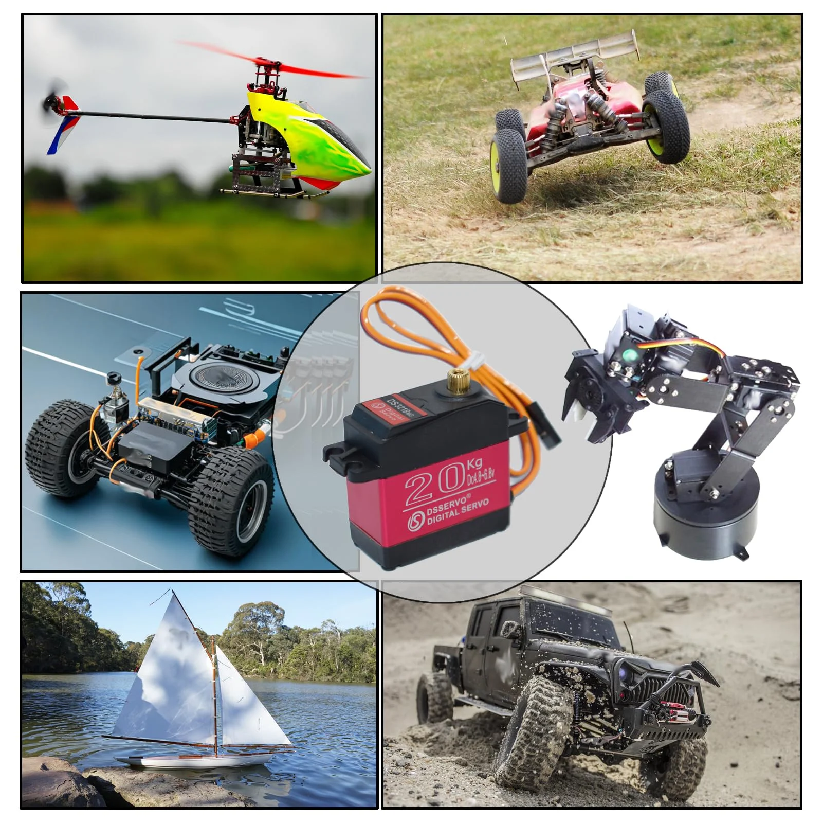 Dsservo DS3218 Servo Digital de 20KG, engranaje totalmente metálico de alto par, Servo RC resistente al agua de alta velocidad para coche trepador de control remoto a escala 1/8 1/10