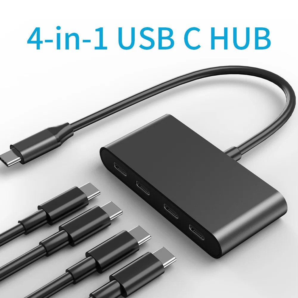 Divisor de Cable delgado de 4 puertos tipo C, extensor de Cable USB C, adaptador de Cable de transferencia de datos de 5Gbps, base de carga, Dongle de expansión de memoria - imagen 2