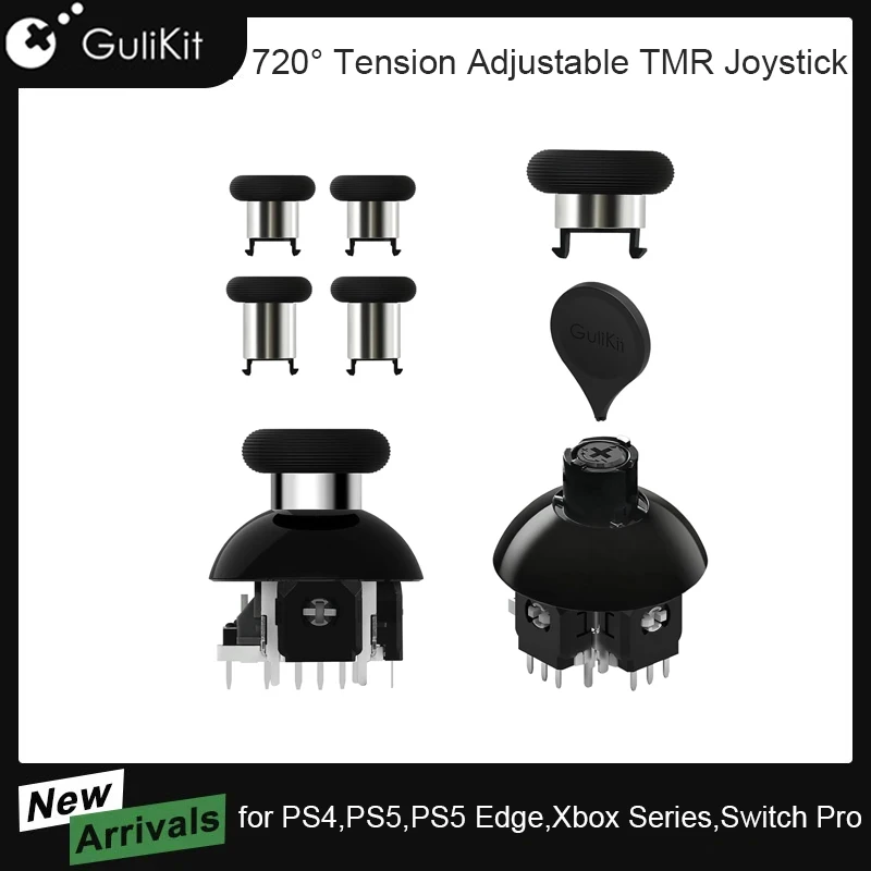 GuliKit 720 °   Joystick TMR de tensión ajustable para PS4 PS5/PS5 Edge para Switch Pro Xbox Series/Elite Series 2 reparación de controlador
