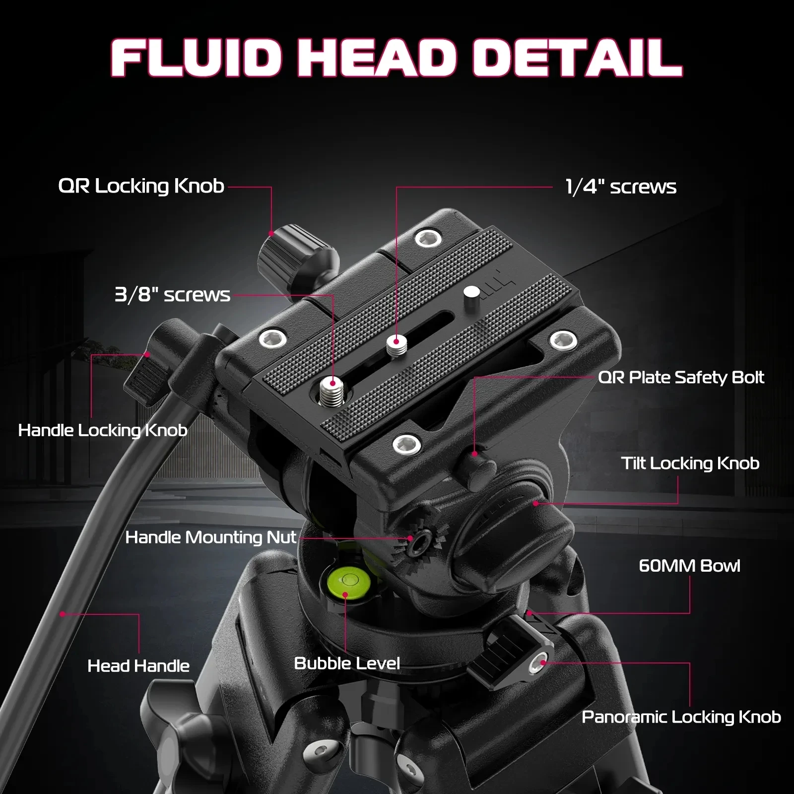 Ulanzi-trípode de vídeo de alta resistencia, MT-81, tornillos de 1/4 "y 3/8", 8KG de carga, con cabeza fluida, para videocámara DSLR/sin espejo/cámara de Cine - imagen 3