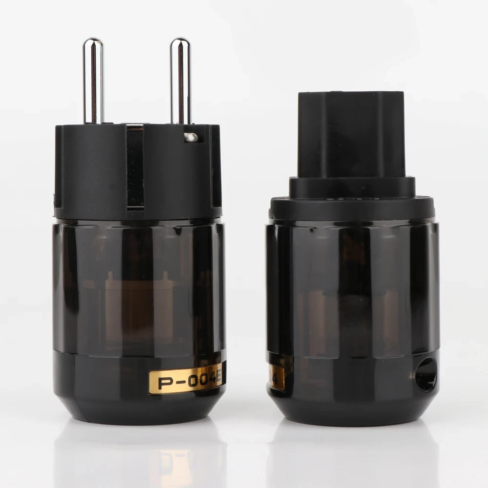 Pares de conectores Hifi chapados en rodio, P-004E SCHUKO, enchufe europeo y C-004 IEC, adaptador de cables de alimentación de audio Hifi