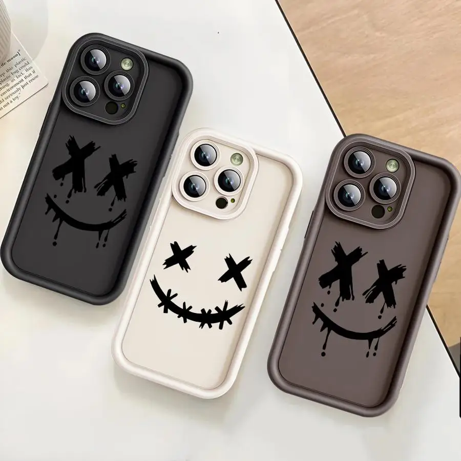 Funda de teléfono para Apple iPhone XS XR 11 16e 16 Plus 11Pro 15 Plus 13 Pro MAX 12 Mini 14 cubierta suave diablo sonriente