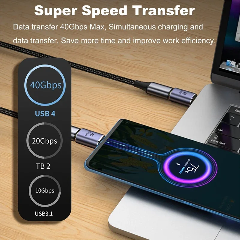 Adaptador USB-C 90° Thunderbolt Macho a Hembra en Ángulo - imagen 4