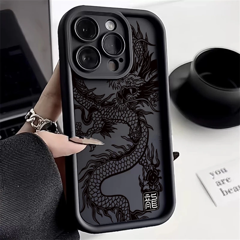 Funda de teléfono de silicona con dragón negro chino para Samsung Galaxy A26 A33 A25 A16 A56 A06 A24 S25 S24 S23 S22 S21 Ultra Plus FE - imagen 2
