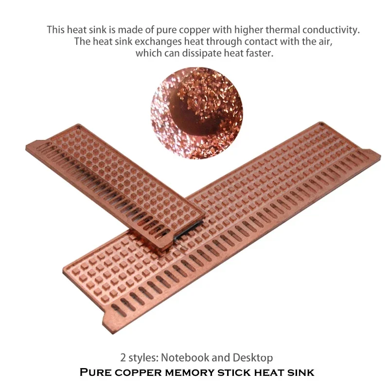 Disipador de calor de cobre puro para refrigeración de memoria de escritorio de portátil, radiador enfriador de computadora VRAM - imagen 5