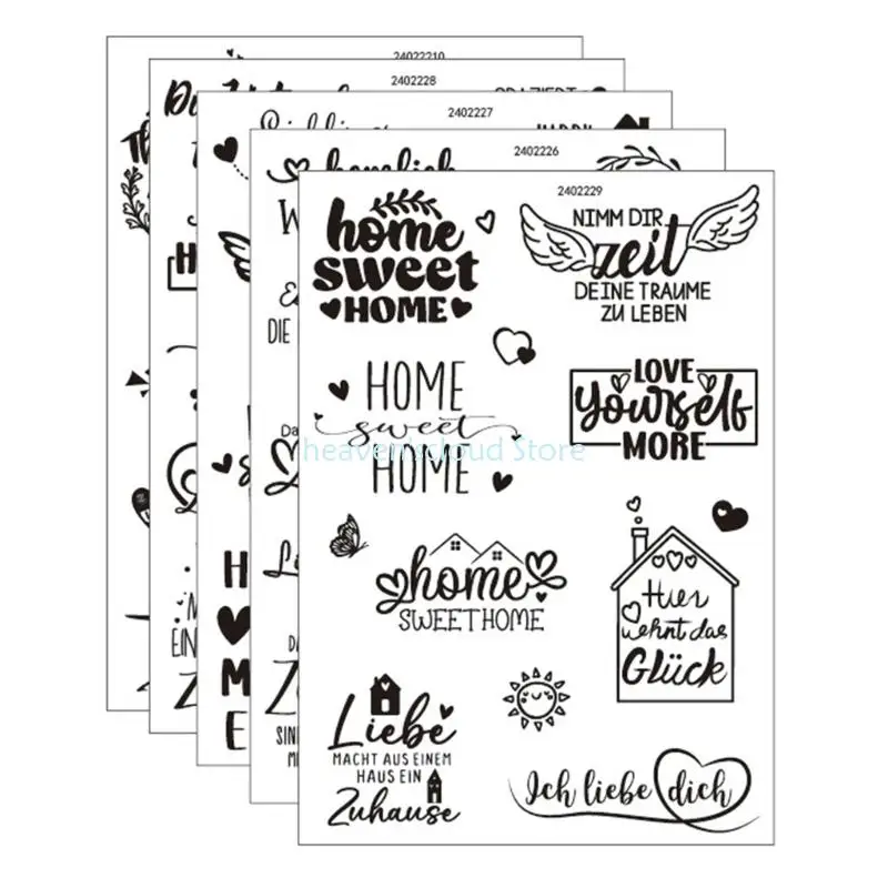 Y88B Palabras bendición alemana Frote en pegatina Agua transferencia agua Pegatina para vela Copa cerámica - imagen 5