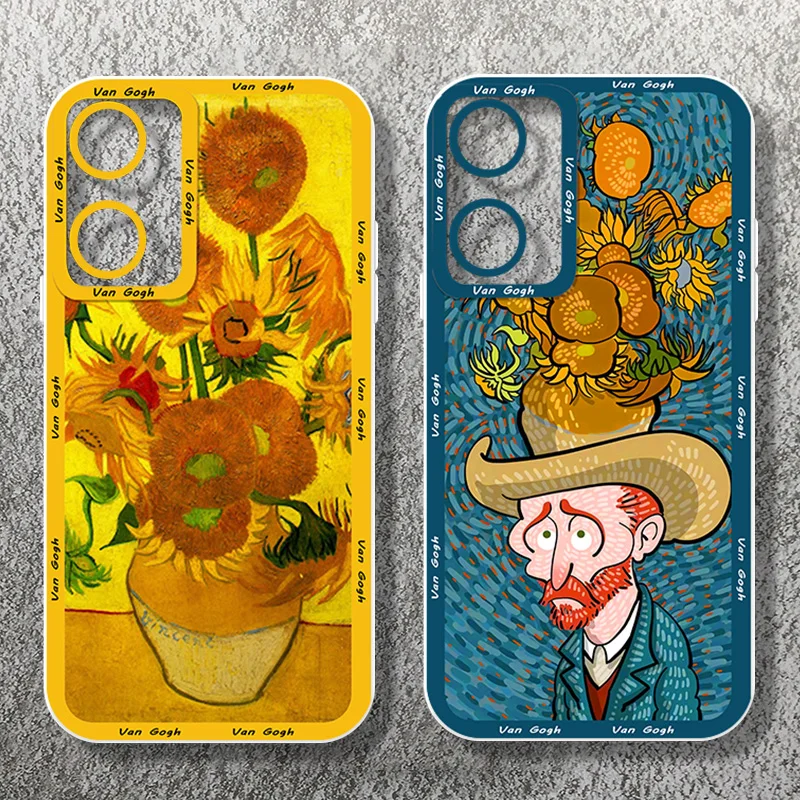Funda de teléfono transparente con Ojos de Ángel, arte de Van Gogh, girasol para OPPO A98, A94, A92, A78, A76, A74, A72, A58, A54, A55, A36, A15, 5G