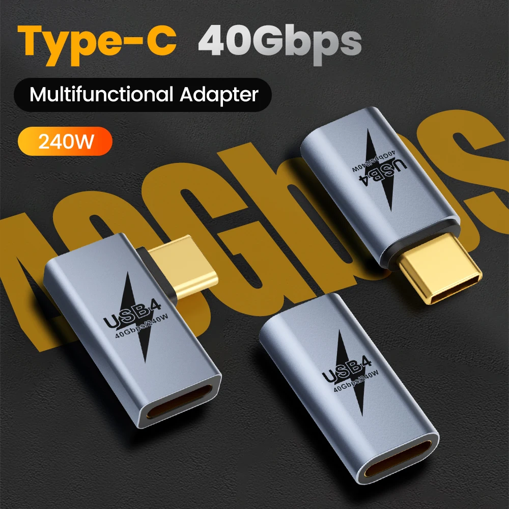 Adaptador recto/codo tipo C hembra a tipo C macho de 240W, carga rápida 8K 60Hz, adaptador USB C a USB C para iPhone 15 16 - imagen 2