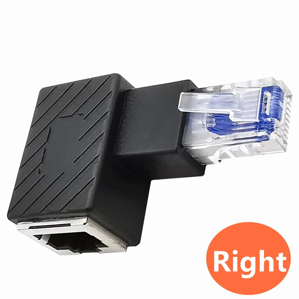 Adaptador convertidor macho a hembra RJ45 de 90 grados arriba abajo izquierda derecha Cat5 Cat5e LAN extensor de conector de Cable de red Ethernet - imagen 4