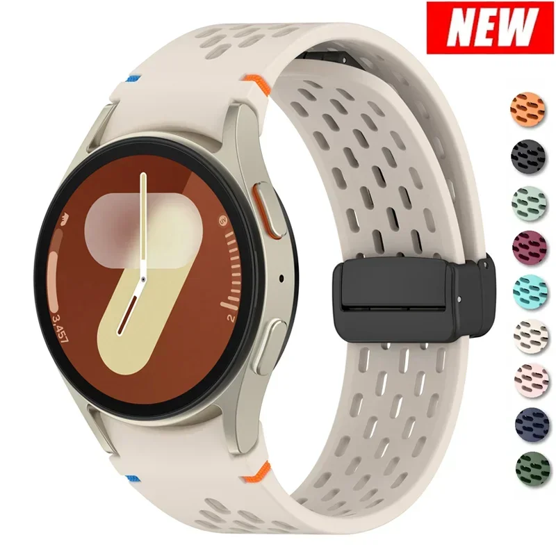 Correa oficial de silicona sin huecos para Samsung Galaxy Watch 7 6 5 4 40mm 44mm 5 Pro banda con hebilla magnética 6 pulsera clásica de 47mm - imagen 4