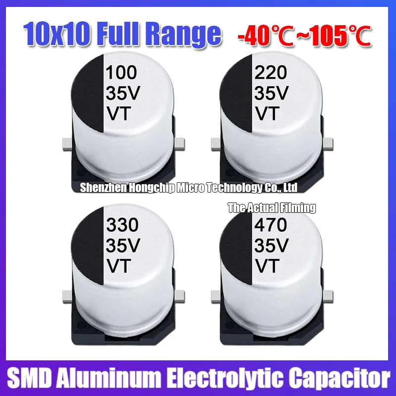 10 Uds 63V 220UF 10X10 SMD condensador electrolítico de aluminio SMD-2 63v220uf 10*10mm condensador-40 ℃ ~105 ℃   ±20% - imagen 3