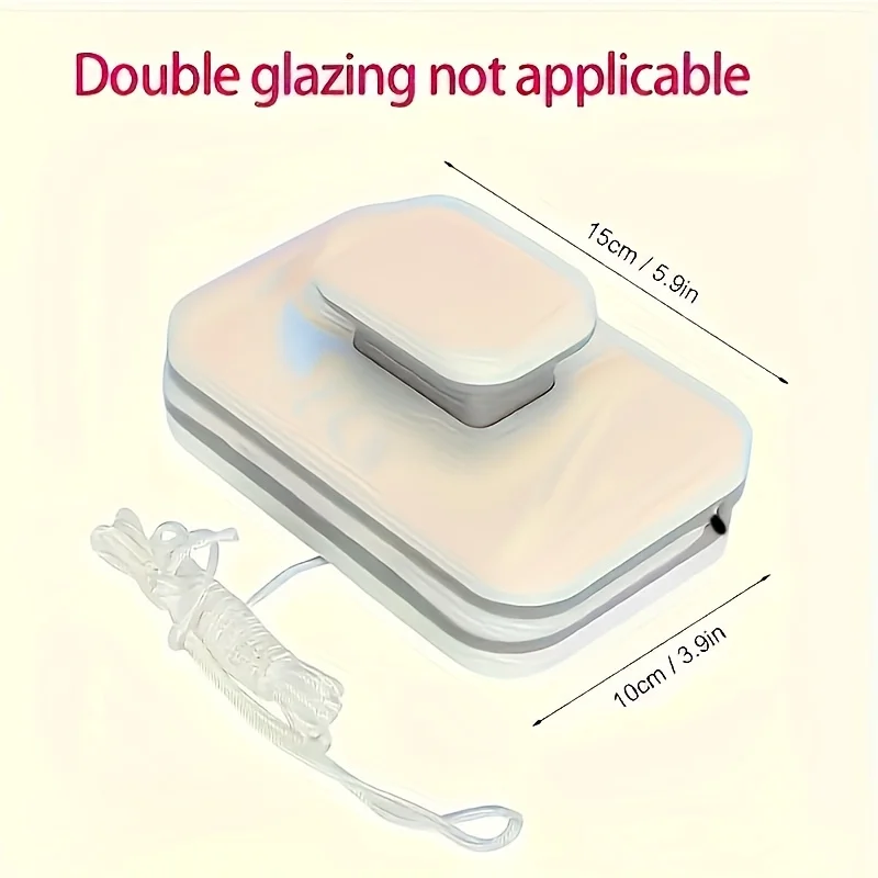 Limpiador de ventanas magnético ultra fuerte de doble cara con diseño antipellizco y cuerda de seguridad, mango ergonómico de ABS para vidrio de 3-8 mm (1 unidad) - imagen 3