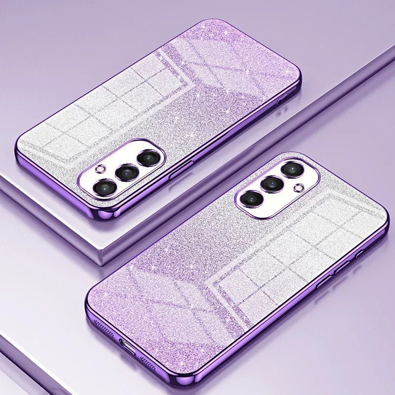 Funda chapada brillante con purpurina degradada de lujo para Samsung Galaxy S25 S24 FE S23 Plus S21 S22 Ultra 5G, funda trasera de silicona suave - imagen 5
