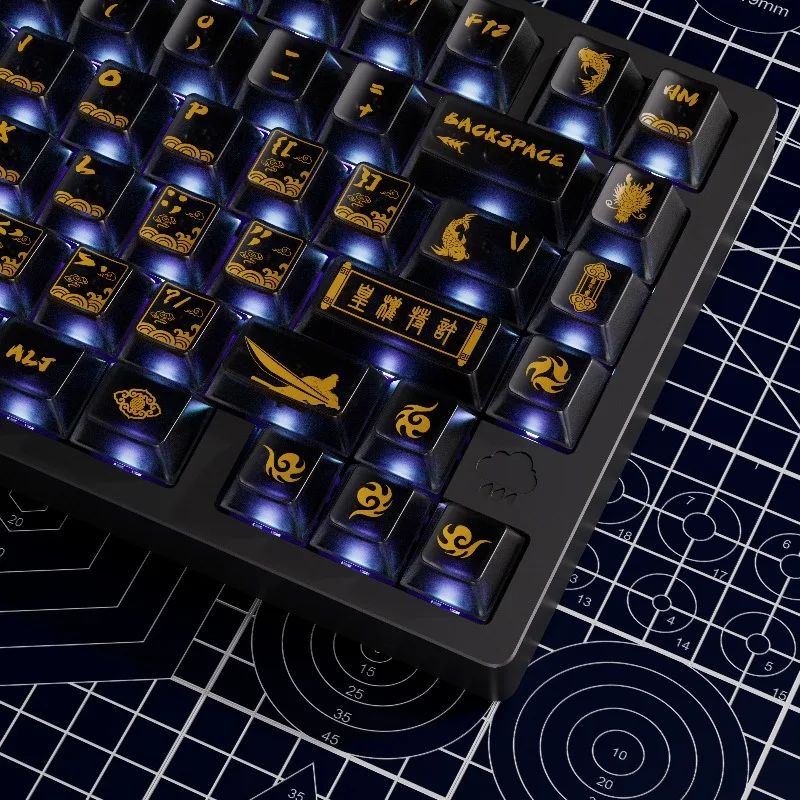 Jinyiwei-teclas con perfil de cereza, teclas de PC con pintura metálica para teclados mecánicos 60/67/68/75/87, teclas translúcidas - imagen 3