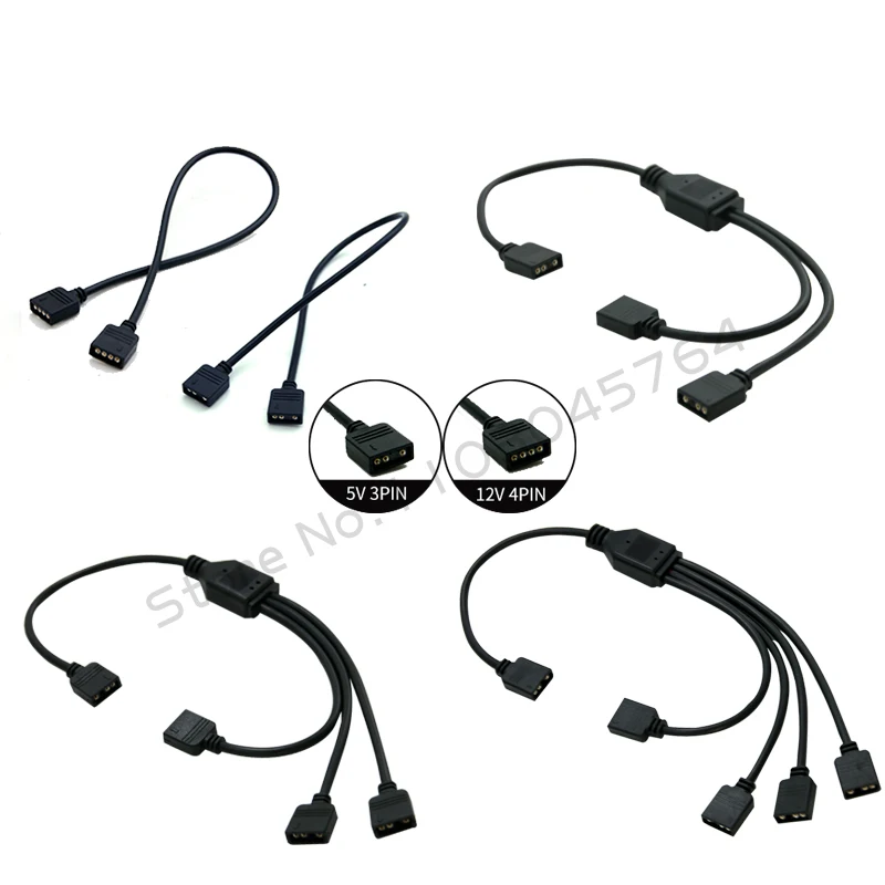 Divisor de sincronización RGB de placa base, Cable de extensión de transferencia de concentrador de sincronización ARGB RGB/5V 3 pines de 12V 4 pines para M/B ASUS GIGABYTE MSI - imagen 3