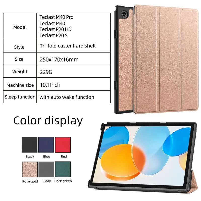 Funda magnética para Teclast M40 PRO P20S P20HD PU cuero plegable Folio soporte Tablet cubierta Teclast M40PRO M40 Auto Sleep Wake Capa - imagen 2