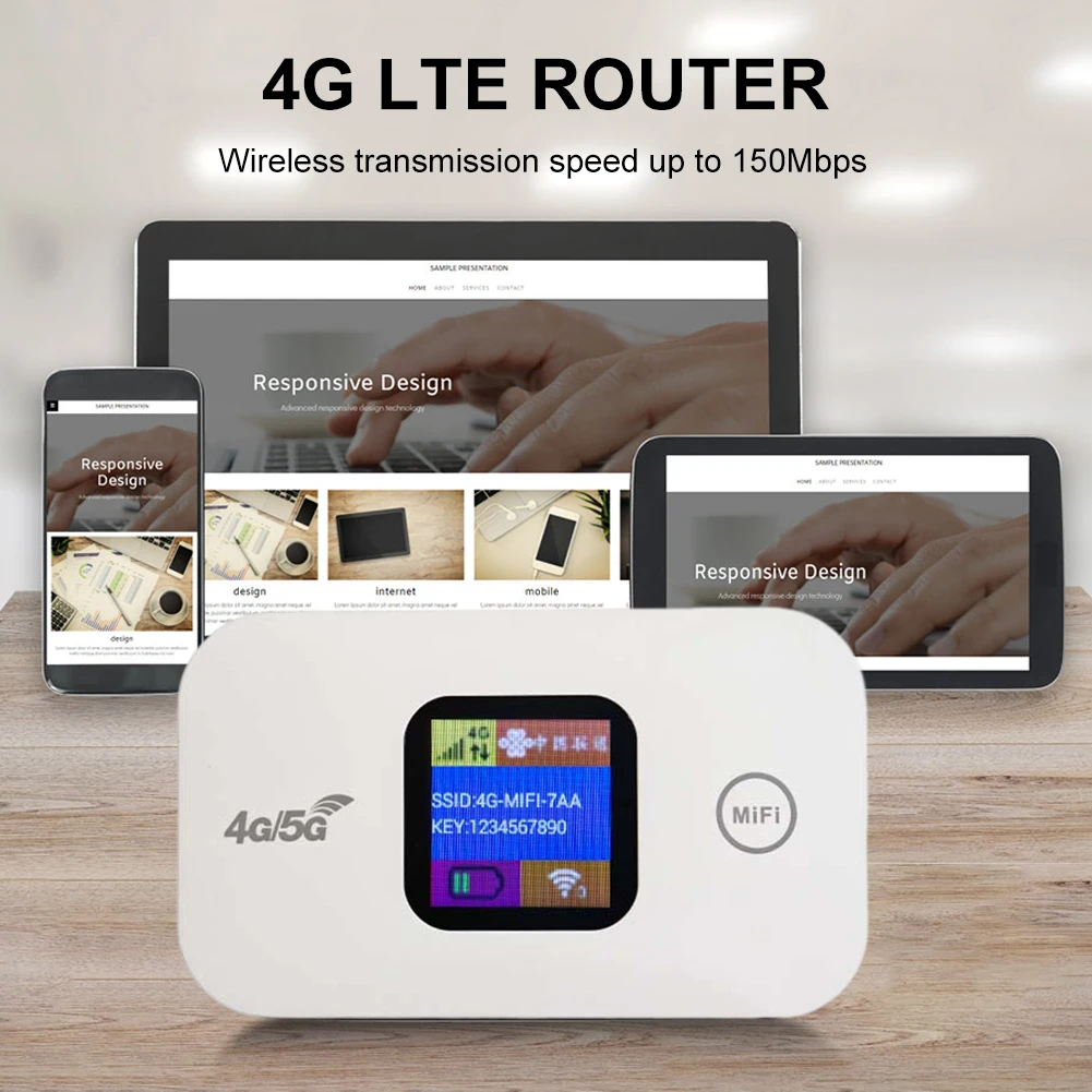 Punto de acceso WiFi móvil 4G LTE, Mini punto de acceso para exteriores de 2100mAh, ranura para tarjeta Sim, dispositivo de punto de acceso de red portátil, pantalla LED colorida - imagen 2