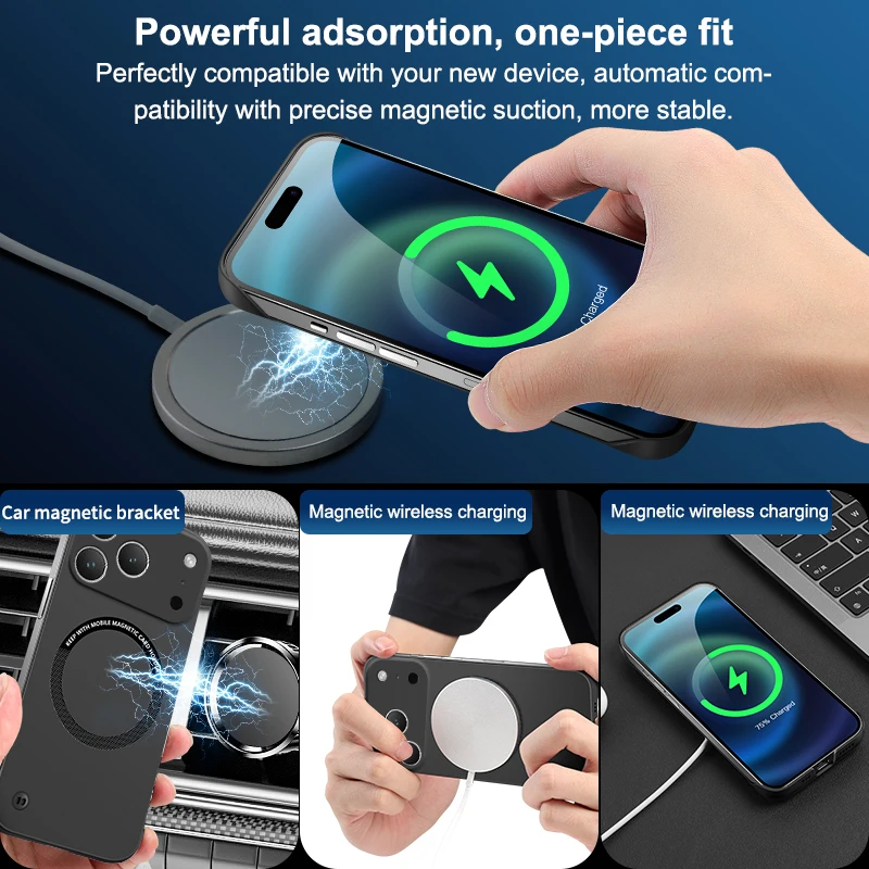 Funda de teléfono Magsafe ultrafina dura de PC magnética sin marco para iPhone 17 16 15 14 13 12 11 Pro Max Air Color mate cubierta sólida - imagen 2