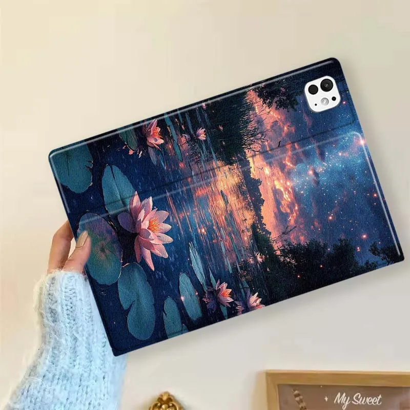 Starlight Lotus Pond para iPad Pro Mini 1 2 3 4 5 6 7 7ta generación 12,9 10,5 13 11 7,9 8,3 M4 pulgadas funda para tableta - imagen 4