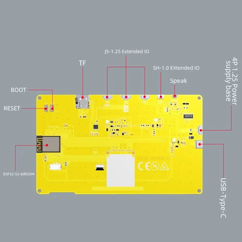 ESP32-S3 LCD de 7 pulgadas HMI 8M PSRAM 16M Flash 800*480 WIFI y Bluetooth pantalla inteligente módulo RGB TFT para Arduino Lvgl