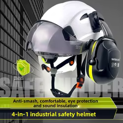 Casco seguridad construcción con visera, gafas y orejeras integradas