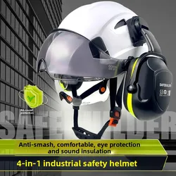 Casco seguridad construcción con visera, gafas y orejeras integradas