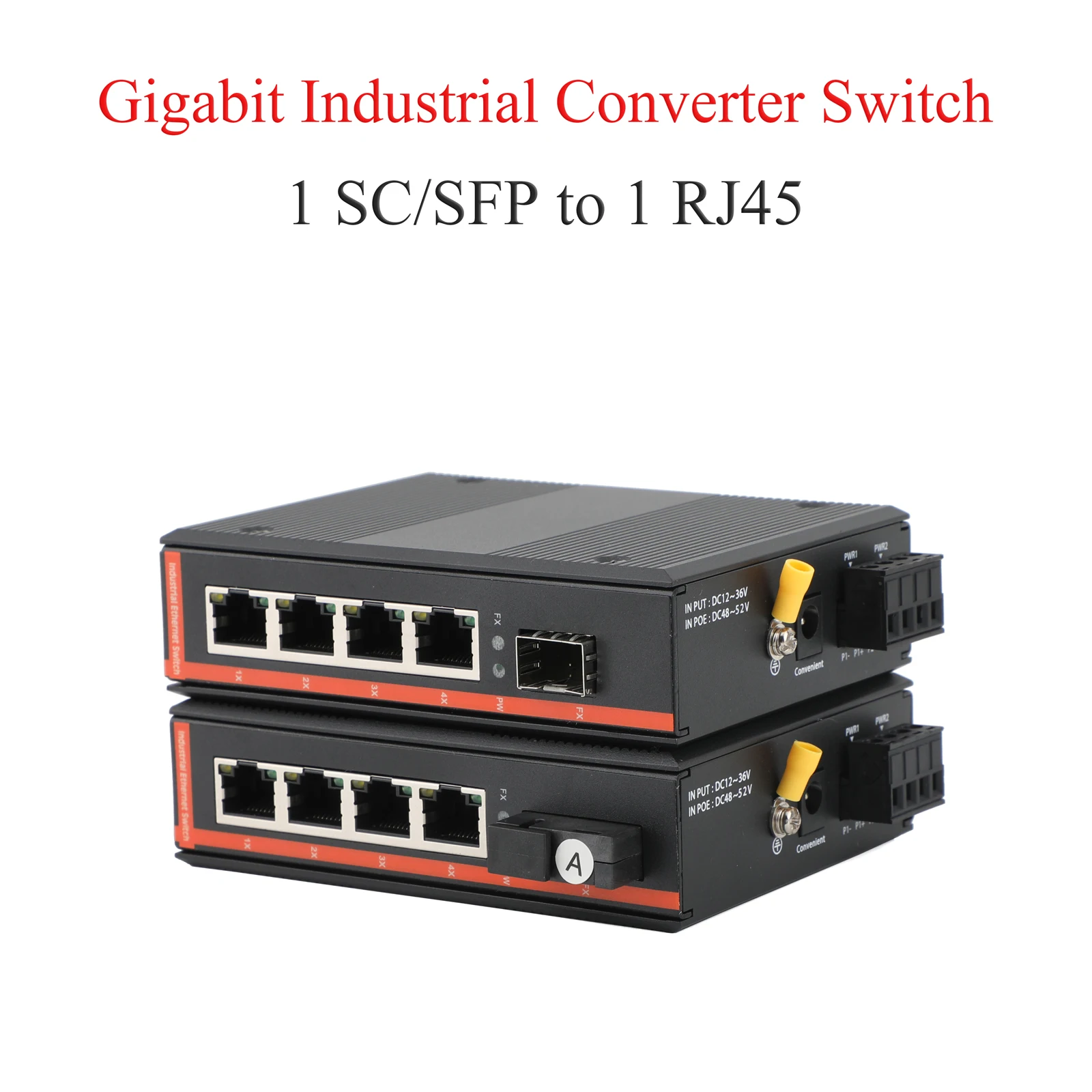1 Uds. Transceptor eléctrico Gigabit 1 óptico 4 de grado Industrial interfaz SC/SFP monomodo de fibra única extremo A