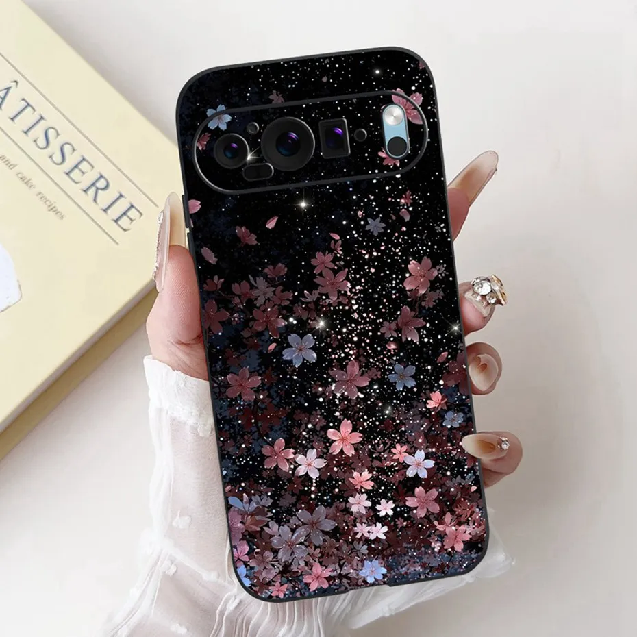 Hermosa funda de teléfono con pintura Floral para Google Pixel 9 Pro 9A, funda suave de silicona negra para Google Pixel9 9A 9Pro, fundas parachoques - imagen 4