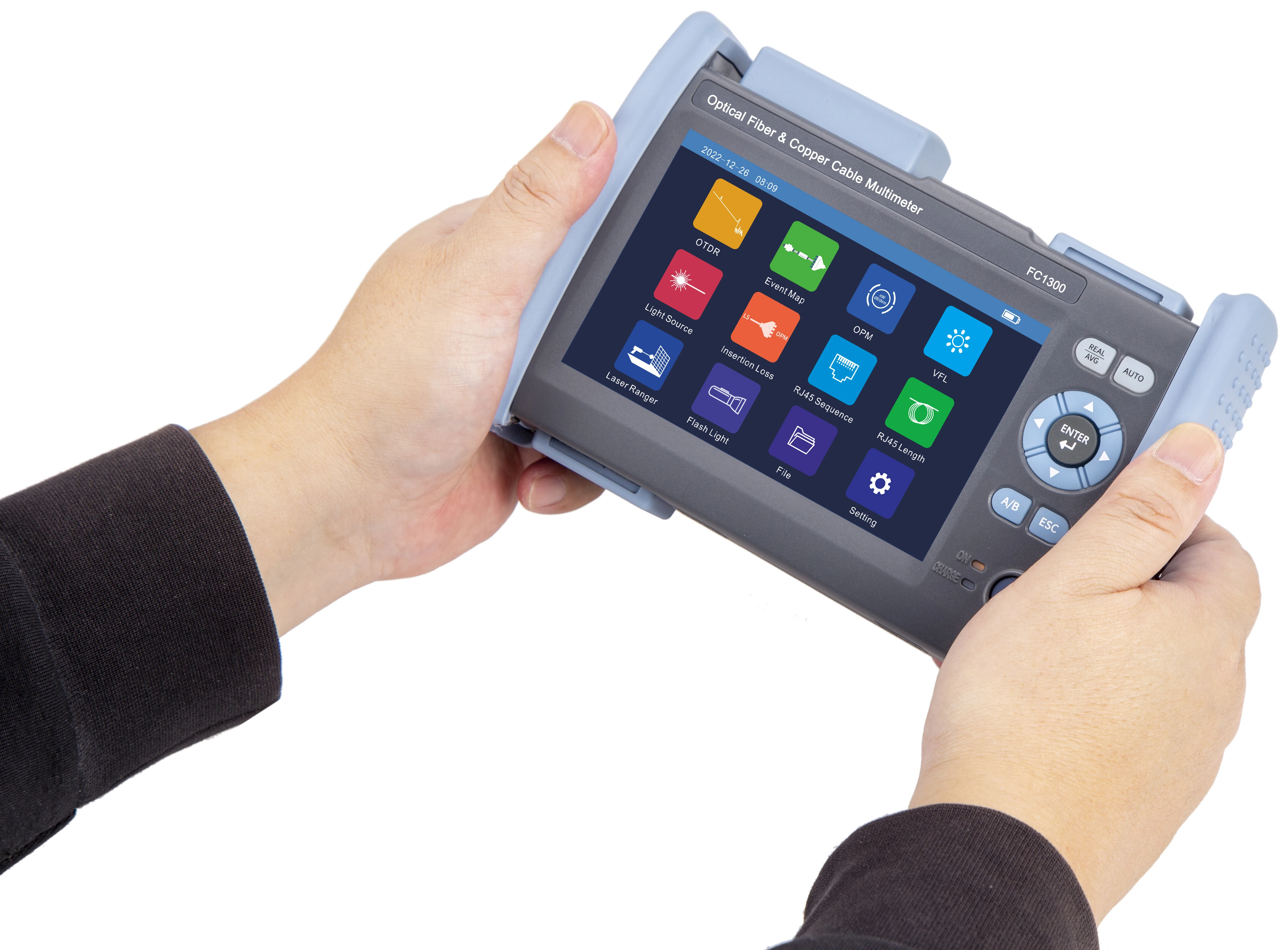 Multímetro de fibra y cobre FC1300 con mapa de eventos expertos Auto PRO OTDR medidor de potencia óptica fuente de luz óptica pérdida de inserción VFL