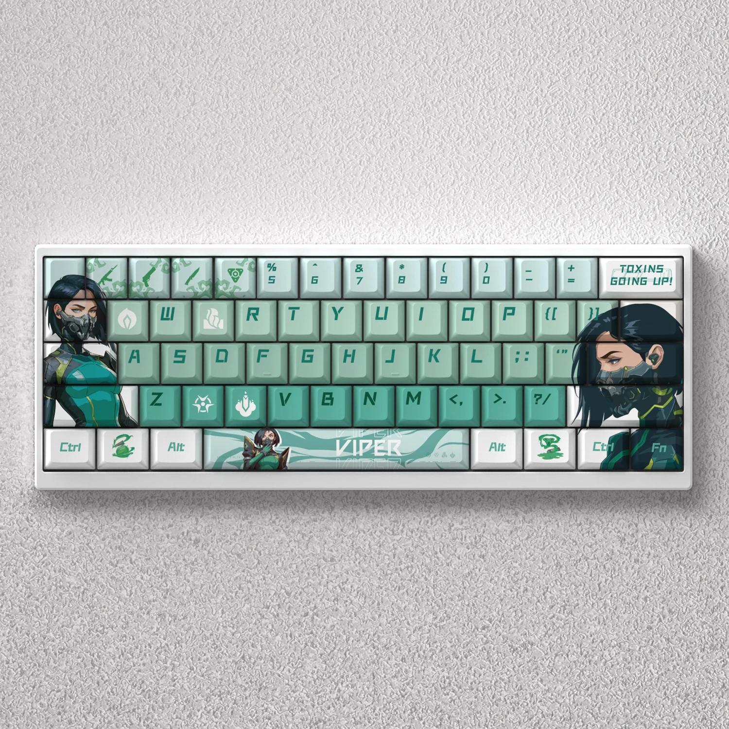 Teclas Viper de 73/98 teclas, retroiluminación de cereza con sublimación de tinte PBT de Anime para teclado mecánico Mad 60he 68he Anne Pro2, juego GK61