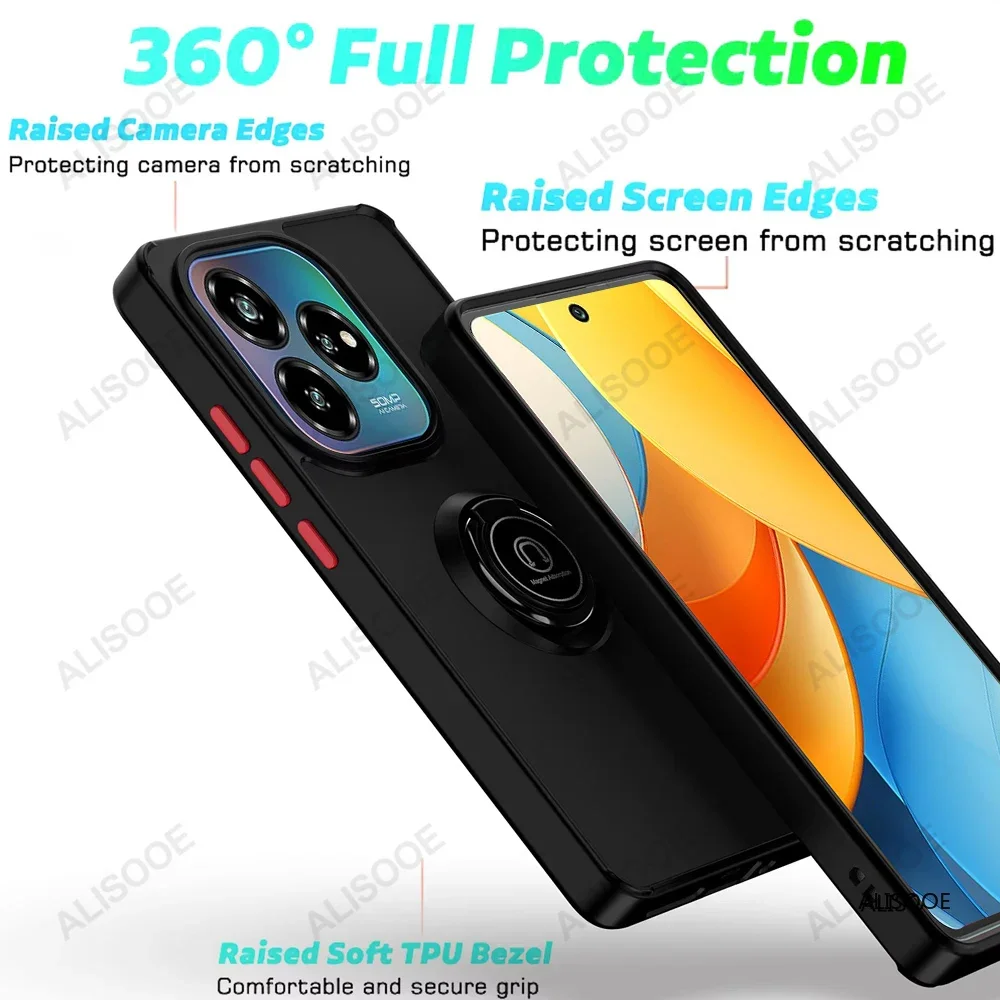 Funda de armadura a prueba de golpes para ZTE Blade V60, Funda inteligente translúcida mate, soporte de anillo, Funda de teléfono para ZTE Blade V60 - imagen 5