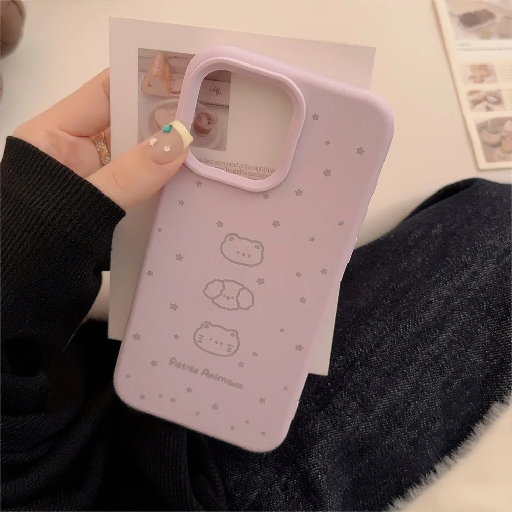 Fundas de teléfono con dibujos de animales y estrellas para iPhone, Fundas protectoras minimalistas, 16 Plus Pro Max, 15, 14, 13, 12 - imagen 5