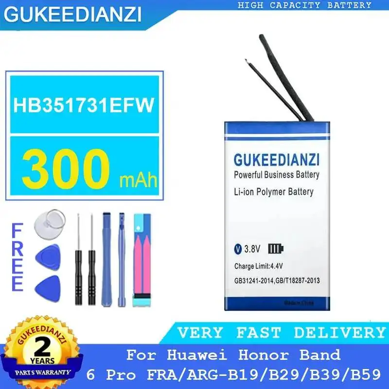 Batería para reloj Huawei Honor Band 6 Pro Fra Arg-B19 B29 B39 B59, rendimiento duradero, alta compatibilidad, 300Mah