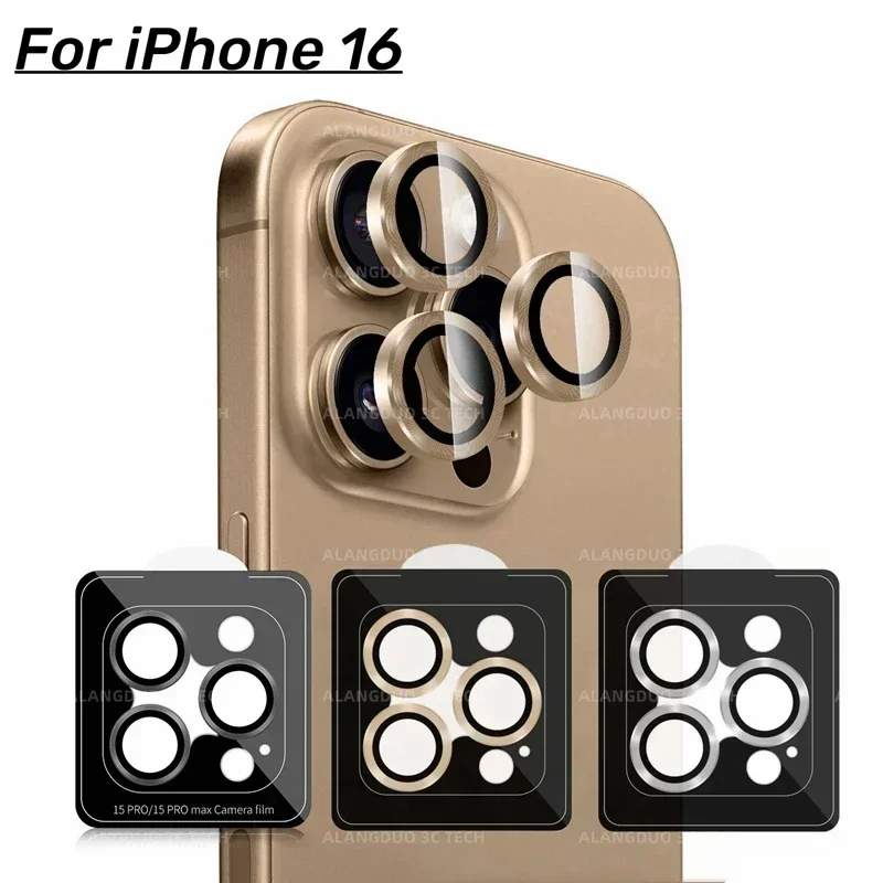 Protector de lente de cámara para IPhone 16, 15, 14, 13 Pro Max 16 Plus, cubierta completa, anillo de lente, tapa protectora de vidrio, fácil instalación, 2-3 Uds. - imagen 2